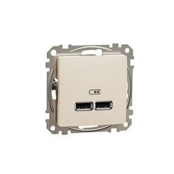 SednaÚj USB töltőaljzat A+A 2-ki 2400mA-max. 5V süllyesztett bézs Schneider - SDD112401