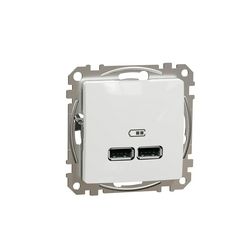 SednaÚj USB töltőaljzat A+A 2-ki 2400mA-max. 5V süllyesztett fehér Schneider - SDD111401