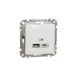 SednaÚj USB töltőaljzat A+C 2-ki 2400mA-max. 5V süllyesztett fehér Schneider - SDD111402