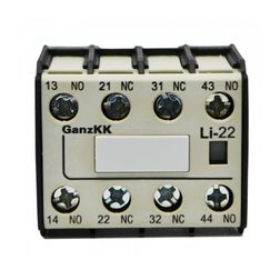 Segédérintkező blokk DIL-K15...18-hoz 2v 2z 2ny 6A/AC15/230V rádugható csavaros LI-22 Ganz KK - 202-4526-001