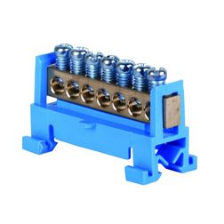 Sorkapocssín 63A kék 1P csavaros 12csatl./16mm2 kalapsínre N12 Pollmann - 2020202