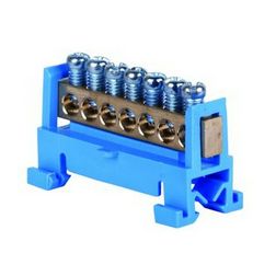 Sorkapocssín 63A kék 1P csavaros 7csatl./16mm2 kalapsínre N7 Pollmann - 2020201