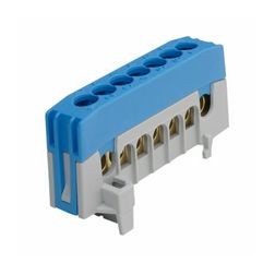 Sorkapocssín 63A kék érintésvédett 1P csavaros 7csatl./16mm2 kalapsínre N7-F2 Pollmann - 2020266