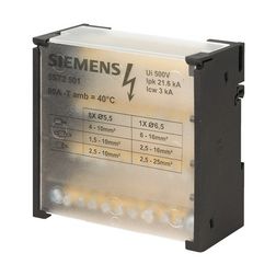 Sorkapocssín elosztóblokk 4P 6..16mm2/8x4…10mm2 DIN-sínre lapos 80A 5ST SIEMENS - 5ST2501