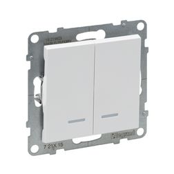 Suno 105 2x1P csillárkapcsoló +jelzőfény 101 1P kapcsoló betét közp. fedéllel fehér rugós LEGRAND - 721115