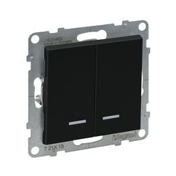 Suno 105 2x1P csillárkapcsoló +jelzőfény 101 1P kapcsoló betét közp. fedéllel fekete LEGRAND - 721415