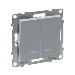 Suno 106+6 kettős váltókapcsoló +jelzőfény 106+6 kettős váltókapcsoló alumínium rugós LEGRAND - 721318