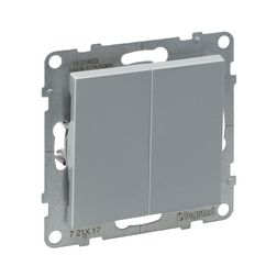 Suno N101 nyomó betét közp. fedéllel 2- nyomógomb 2z alumínium IP20 süllyesztett dmax. LEGRAND - 721317