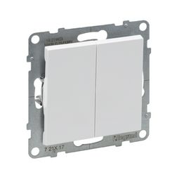 Suno N101 nyomó betét közp. fedéllel 2- nyomógomb 2z fehér IP20 süllyesztett dmax. LEGRAND - 721117