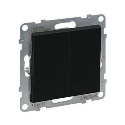 Suno N101 nyomó betét közp. fedéllel 2- nyomógomb 2z fekete IP20 süllyesztett dmax. LEGRAND - 721417