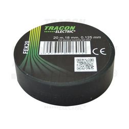 Szigetelőszalag fekete 18mm x 20m PVC 90°C max. TRACON - FEK20