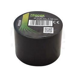 Szigetelőszalag fekete 50mm x 20m PVC 90°C max. TRACON - FEK50