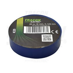 Szigetelőszalag kék 18mm x 20m PVC 90°C max. TRACON - K20