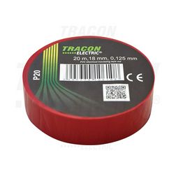 Szigetelőszalag piros 18mm x 20m PVC 90°C max. TRACON - P20