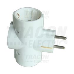 T-elosztódugó DIN(F)90°->3xDIN(F) fehér 16A 250V TRACON - TDUGO9