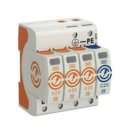 Túlfeszültség-levezető C 3P+N T2 TN-S TN-C-S TT 230V/AC 40kA 4M V20-3+NPE-280 OBO-BETTERMANN - 5095253