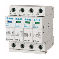 Túlfeszültség-levezető dugaszolható 3P+N T2 TN-S TN-C-S TT IT TN 280V/AC 4M SPCT2-280-3+NPE EATON - 167620