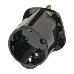 Utazó adapter GB(G)->DIN(F) olvadóbetéttel fekete 13A 250V LECTRA - 1508533