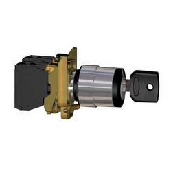 Választókapcsoló komplett fém d22 2-állású 1-z kulcsos fekete reteszelt Harmony XB4 Schneider - XB4BG41