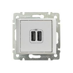 Valena USB töltőaljzat A+A 2/ki 2400mA-max. 5V süllyesztett fehér LEGRAND - 770470