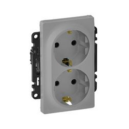 ValenaLife 162/2 dugalj földelt központi fedlap gyerekzárral alumínium IP20 süllyesztett LEGRAND - 753326