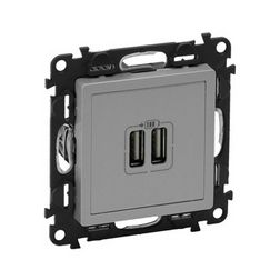 ValenaLife USB töltőaljzat A+A 2/ki 2400mA-max. 5V süllyesztett alumínium LEGRAND - 753312