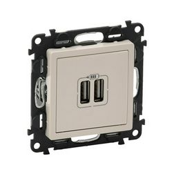 ValenaLife USB töltőaljzat A+A 2/ki 2400mA-max. 5V süllyesztett bézs LEGRAND - 753212