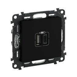 ValenaLife USB töltőaljzat A+C 2/ki 3000mA-max. 5V süllyesztett fekete LEGRAND - 756306