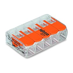 Vezetékösszekötő oldható 32A/450V leágazás 5x 0.2-4mm2 átlátszó polikarbonát (PC) WAGO - 221-415