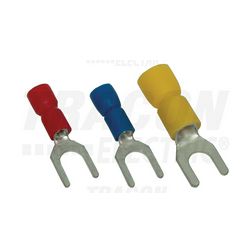 Villás saru 1,5mm2 3M/csavar villás-alakú PVC piros réz ónozott TRACON - PV3