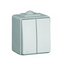 Waterproof48 105 2x1P csillárkapcsoló betét komplett házban fehér falonkívüli rugós IP65 Elko EP - 48061CBR