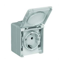 Waterproof48 162 dugalj földelt komplett házban csapófedéllel gyerekzárral fehér IP65 Elko EP - 48131CBR