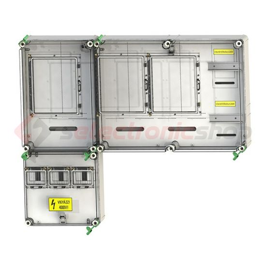 1/3F mérőszekrény 1xM63.80A+1xV32+1xHv32 szabadvezetékes PVT 7590 Á-V-Hv Fm-SZ Csatári Plas - CSP21.E032