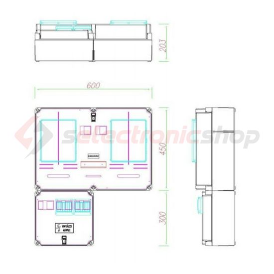 1/3F mérőszekrény 1xM63.80A+1xV32 földkábeles 1-szintes 1 2M PVT 6075 Á-V Fm-K Csatári Plast - CSP21.E019