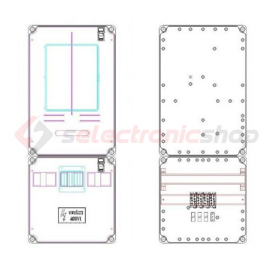 1/3F mérőszekrény 1xM63.80A szabadvezetékes 1-szintes 1-mérőhely 1M PVT 3075 Fm-SZ Csatári Plast - CSP21.E016