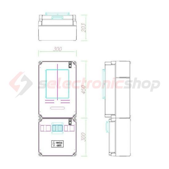 1/3F mérőszekrény 1xM63.80A szabadvezetékes 1-szintes 1-mérőhely 1M PVT 3075 Fm-SZ Csatári Plast - CSP21.E016