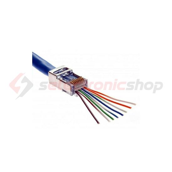 Adatcsatlakozó dugó átmenő RJ45 FTP Cat6 kábelre  ÉpületIntelligencia - RJ45FTPCAT6ÁT