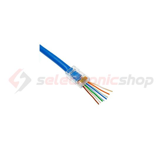 Adatcsatlakozó dugó átmenő RJ45 UTP Cat5e kábelre  ÉpületIntelligencia - RJ45UTPCAT5eÁT