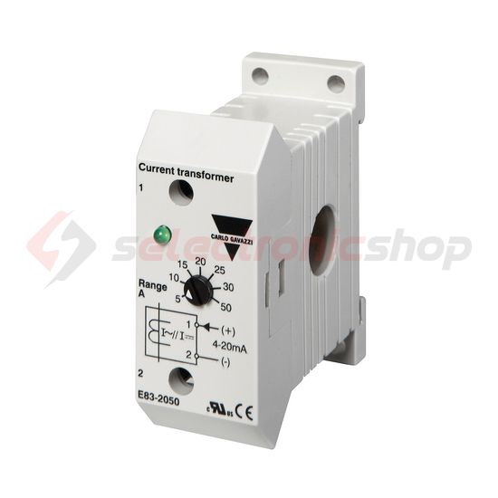 Áram távadó beépített áramváltóval 50A 4-20mA-kimenet Carlo Gavazzi - E83-2050