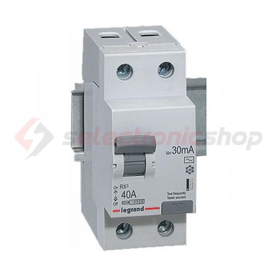 Áram-védőkapcsoló (Fi-relé) analóg 1P+N 25A 30mA A-típus 10kA RX3 LEGRAND - 402036