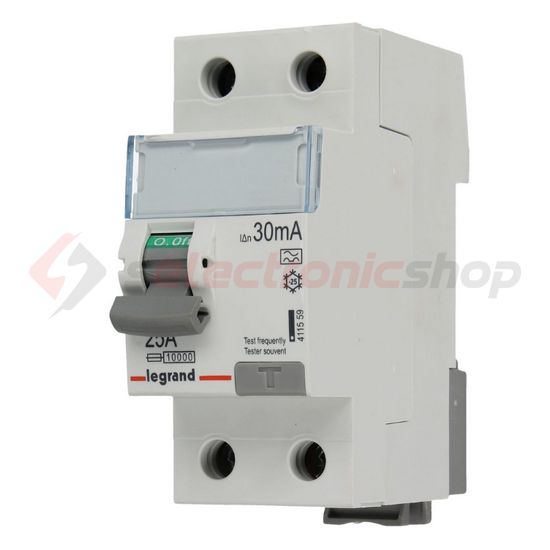 Áram-védőkapcsoló (Fi-relé) analóg 1P+N 25A 30mA A-típus 10kA TX3 LEGRAND - 411559