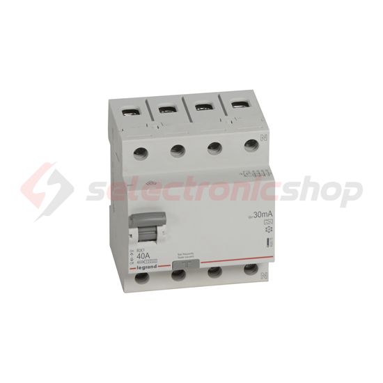 Áram-védőkapcsoló (Fi-relé) analóg 3P+N 40A 30mA A-típus 10kA RX3 LEGRAND - 402075