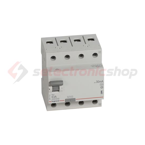 Áram-védőkapcsoló (Fi-relé) analóg 3P+N 63A 30mA A-típus 10kA RX3 LEGRAND - 402076