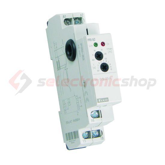 Áramfigyelő relé áramváltós 8A/250V 1v 0,5-25A-max. csavaros PRI-52 Elko EP - 3655