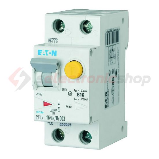 Áramvédő(FI)-kismegszakító 1P+N 16A C-jelleg 0.03A A-típus PFL7-16/1N/C/003-A-DE EATON - 263538