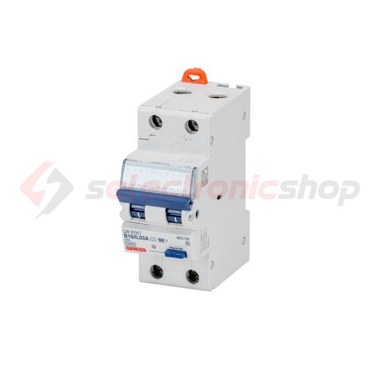 Áramvédő(FI)-kismegszakító 2P 10A C-jelleg 0.03A F-típus 10kA/61009-1 10kA/60947 MDC100 GEWISS - GW95956