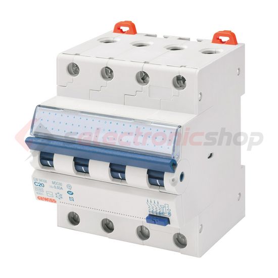 Áramvédő(FI)-kismegszakító 4P 13A C-jelleg 0.03A A-típus 6kA/61009-1 6kA/60947 MDC60 GEWISS - GW94371
