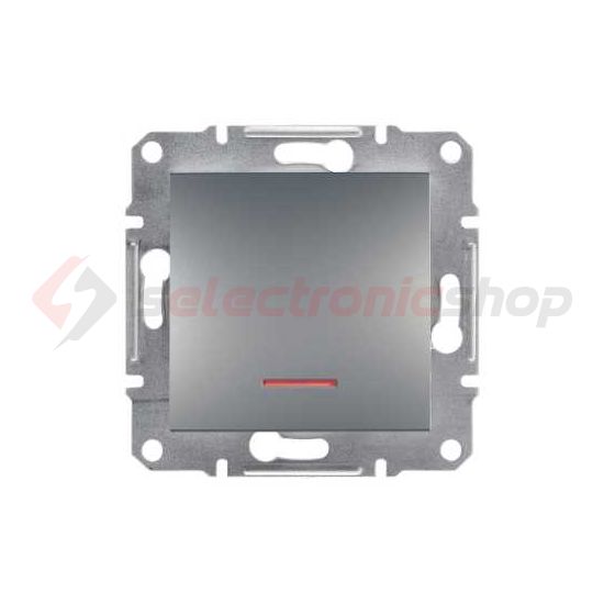 Asfora 101 1P kapcsoló +jelzőfény betét közp. fedéllel nemesacél süllyesztett csavaros Schneider - EPH1400362