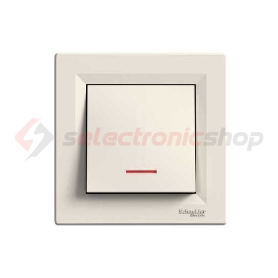 Asfora 101 1P kapcsoló +jelzőfény betét teljes fedéllel krém süllyesztett IP20 1- Schneider - EPH1400123