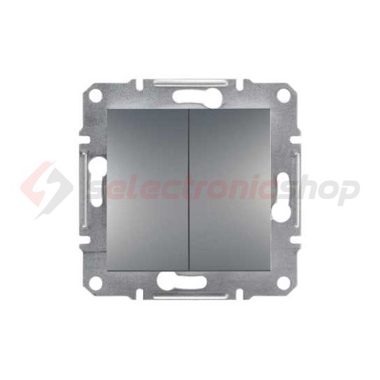 Asfora 105 2x1P csillárkapcsoló betét közp. fedéllel nemesacél süllyesztett rugós IP20 Schneider - EPH0300162